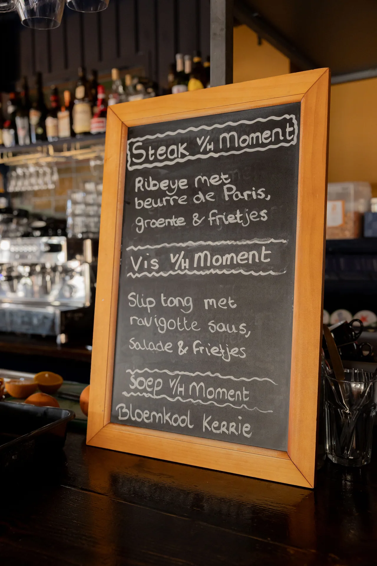 Krijtbord met menu